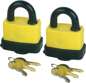 Brüder Mannesmann Hangslot met 3 sleutels - 2x - 50 mm - messing - waterdicht - kofferslot