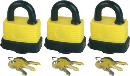 Brüder Mannesmann Hangslot met 3 sleutels - 3x - 30 mm - messing - waterdicht - kofferslot