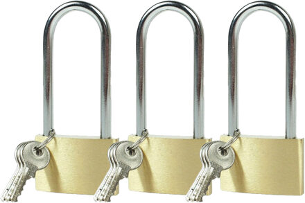 Brüder Mannesmann Hangslot met 3 sleutels - 3x - 40 mm - messing - kofferslot