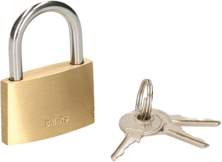 Brüder Mannesmann Hangslot met 3 sleutels - 60 mm - messing - kofferslot