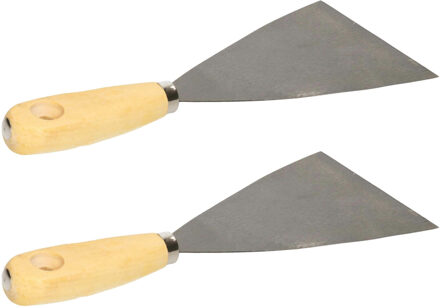 Brüder Mannesmann Plamuurmes - 2x - werkbreedte 100 mm - conisch geslepen staal - houten greep