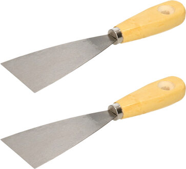 Brüder Mannesmann Plamuurmes - 2x - werkbreedte 60 mm - conisch geslepen staal - houten greep