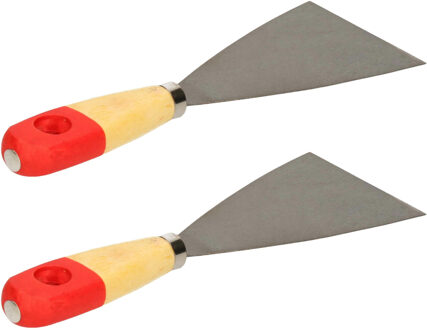 Brüder Mannesmann Plamuurmes - 2x - werkbreedte 80 mm - conisch geslepen staal - houten greep