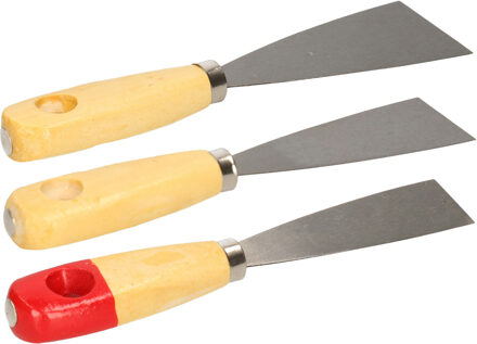 Brüder Mannesmann Plamuurmessen set 3-delig - 30 mm - 40 mm - 50 mm - staal - hout