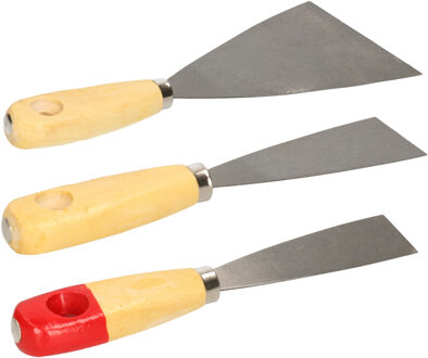 Brüder Mannesmann Plamuurmessen set 3-delig - 30 mm - 50 mm - 100 mm - staal - hout