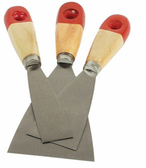 Brüder Mannesmann Plamuurmessen set 3-delig - 30 mm - 50 mm - 80 mm - staal - hout