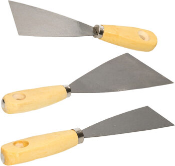 Brüder Mannesmann Plamuurmessen set 3-delig - 40 mm - 60 mm - 100 mm - staal - hout