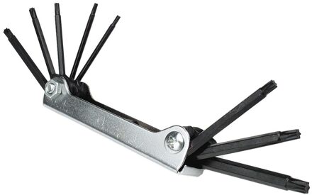 Brüder Mannesmann Torx sleutelset 8-delig - metaal - T9 t/m T40 - uitklapbaar - torx sleutels zakmes model