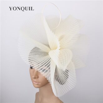 Bruid Bruiloft Mesh Hoed Tovenaar Voor Vrouwen Elegante Party Diner Netto Hoofddeksels Bruids Trouwen Haaraccessoires Hoofdband Beige