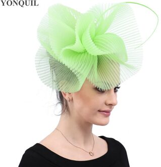 Bruid Bruiloft Mesh Hoed Tovenaar Voor Vrouwen Elegante Party Diner Netto Hoofddeksels Bruids Trouwen Haaraccessoires Hoofdband licht groen