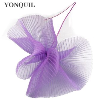 Bruid Bruiloft Mesh Hoed Tovenaar Voor Vrouwen Elegante Party Diner Netto Hoofddeksels Bruids Trouwen Haaraccessoires Hoofdband licht paars