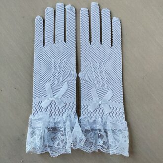 Bruid Trouwjurk Handschoenen Hoge Elastische Gebreide Mesh Zwart En Wit Kant Handschoenen