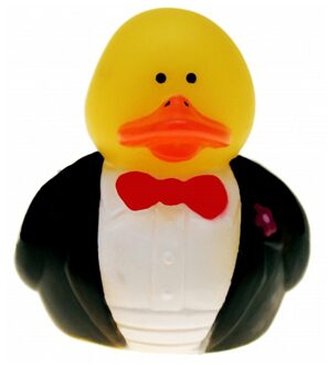Bruidegom badeendje - rubber - 5 cm - Huwelijk/bruiloft cadeau Geel