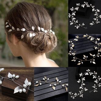 Bruids Haar Band Imitatie Parel Hoofdband Bruiloft Haaraccessoires Sieraden Diverse Kleur Lxh goud