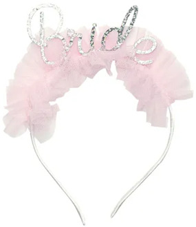 Bruids hoofdband met ruche roze rand Multikleur - Print