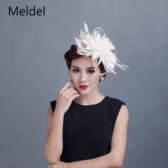 Bruids Hoofdtooi Party Verjaardagsfeestje Veer Veer Bloem Beige