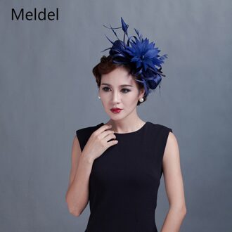 Bruids Hoofdtooi Party Verjaardagsfeestje Veer Veer Bloem diep blauw