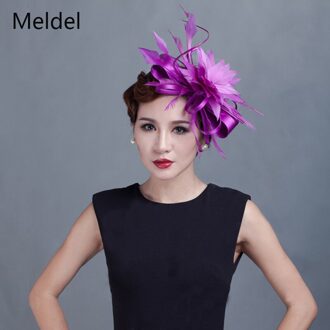 Bruids Hoofdtooi Party Verjaardagsfeestje Veer Veer Bloem Paars