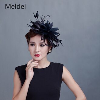 Bruids Hoofdtooi Party Verjaardagsfeestje Veer Veer Bloem zwart