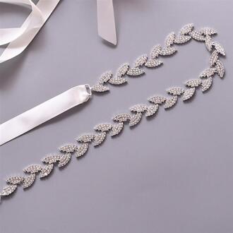 Bruids Riem Crystal Rhinestone Multi-Gebruik Bruiloft Riem Bladeren Vorm Bridal Sjerpriem Voor Party