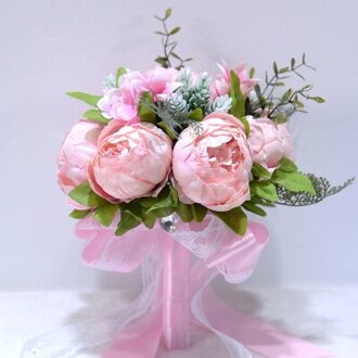 Bruidsboeket Bruidsboeket Bruiden Bloemen Satijn Pioen Bloem Bruiloft Bloemen Bruiloft Decoratie De Mariagel Roze