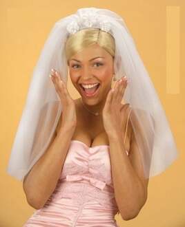 Bruidssluier op diadeem verkleed accessoire - Verkleedhoofddeksels Wit