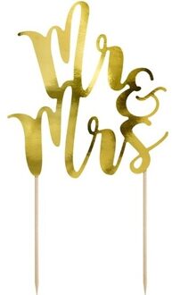 Bruidstaart decoratie topper Mr & Mrs goud 25 cm