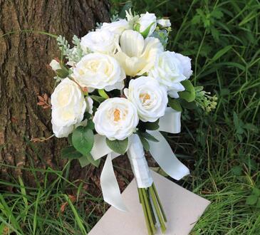 Bruiloft Boeket Succulent Bruidsboeket Voor Bruiden Vrouw Mariage Kunstmatige Bruidsboeketten Rose Bloemen Houder Levert