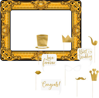 Bruiloft foto prop set met frame - 11-delig - opblaasbare fotolijst - photo booth accessoires