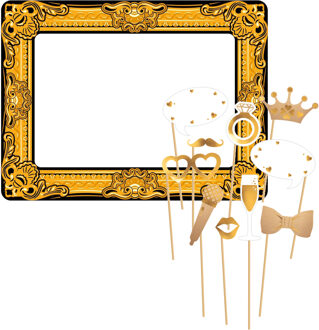 Bruiloft foto prop set met frame - 11-delig - vrijgezellenfeest - photo booth accessoires
