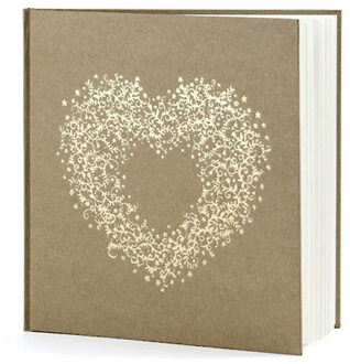 Bruiloft gastenboek met gouden hart