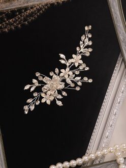 Bruiloft Haar Clip Zilver Rhinestone Flower Haarspelden Bruid Ornamenten Hoofddeksels Vrouwen Haar Sieraden Bruids Haar Accessoires