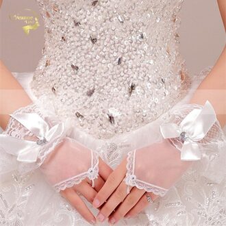 Bruiloft Handschoenen Korte verstekzaag witte Handschoenen Getrouwd Handschoenen G010