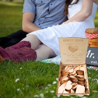 Bruiloft Handtekening Doos Romantische Land Brief Doos Gastenboek Decoratie Houten Doos Bruiloft Levert Visitekaartje Case
