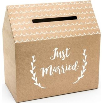 Bruiloft/huwelijk enveloppendoos kraftpapier huisje 30 cm