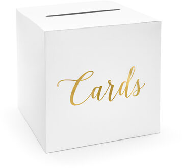 Bruiloft/huwelijk enveloppendoos wit/goud Cards 24 cm - Versieringen/decoraties