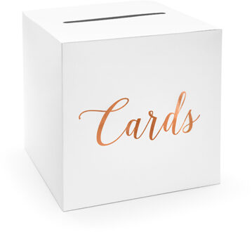 Bruiloft/huwelijk enveloppendoos wit/rosegoud Cards 24 cm - Versieringen/decoraties