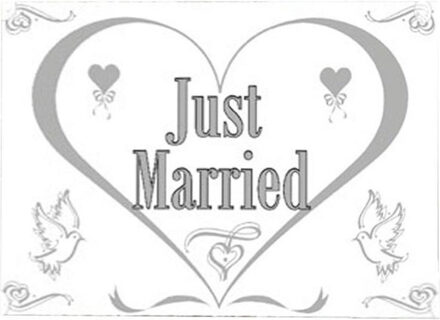 Bruiloft Just Married versiering - gevelvlag - 150 x 100 cm - met zuignappen - versiering