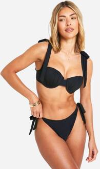 Bruiloft Organza Bikini Slip Met Zij-Veters, Black - 44