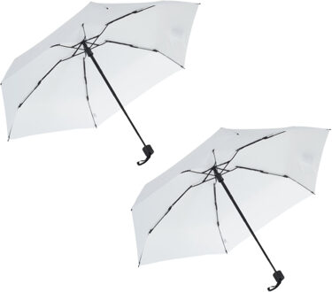 Bruiloft paraplu bruid/bruidegom - 2x - wit - opvouwbaar - compact - dia 93 cm