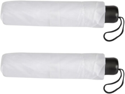 Bruiloft paraplu bruid/bruidegom - 2x - wit - opvouwbaar - compact - dia 96 cm