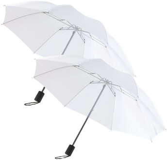 Bruiloft paraplu bruid/bruidegom - 4x - wit - opvouwbaar - compact - dia 85 cm