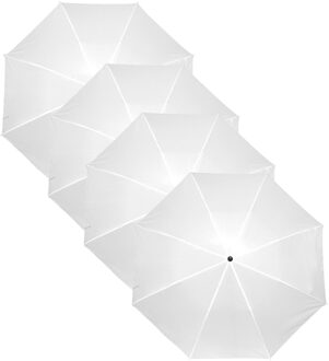 Bruiloft paraplu bruid/bruidegom - 4x - wit - opvouwbaar - compact - dia 93 cm