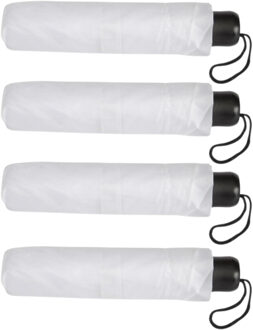 Bruiloft paraplu bruid/bruidegom - 4x - wit - opvouwbaar - compact - dia 96 cm