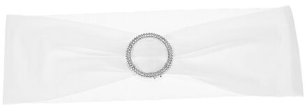 Bruiloft Stoel SashesBand Elastische Spandex Stoel Cover Sjerpen Bows Elastische Stoel Banden Met Gesp Slider Sjerpen Bows Decoraties wit