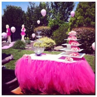 Bruiloft Tule Tutu Tafel Rok Cover Party Verjaardag Feestelijke Effen Rechthoek Tafelkleed Voor Wedding Party roos rood