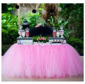 Bruiloft Tule Tutu Tafel Rok Cover Party Verjaardag Feestelijke Effen Rechthoek Tafelkleed Voor Wedding Party Roze
