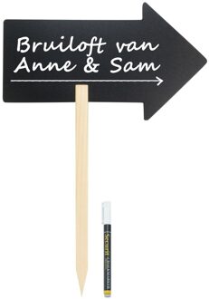 Bruiloft wegwijzer pijl krijtbord 73 cm inclusief stift Zwart