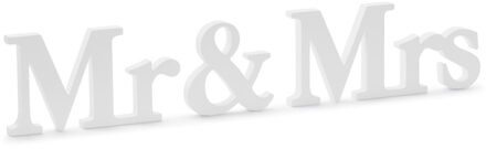 Bruiltof Tafeldecoratie Mr, & Mrs, Wit 50cm