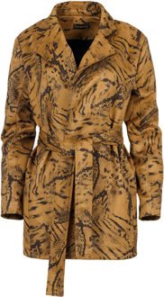 Bruin Alcantara-jasje met print en ceintuur - maat M